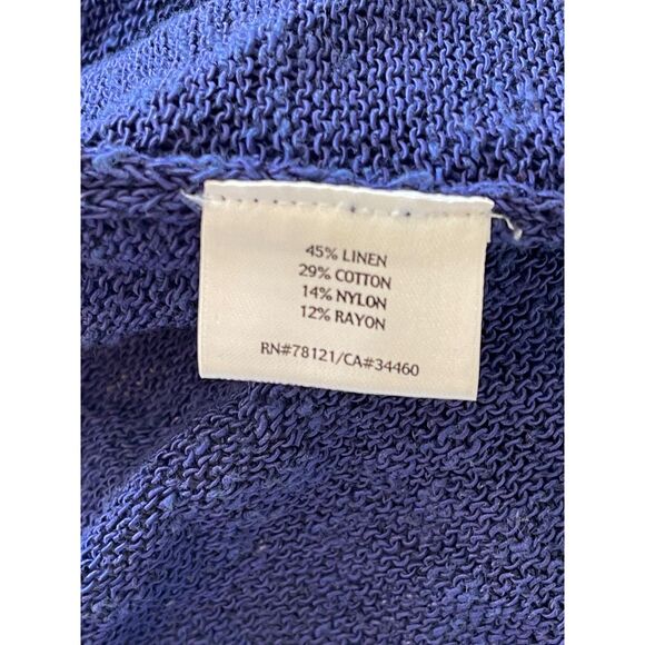 Womens Royal Blue Eileen Fisher Open Front Cotton Blend Cardigan Sweater SIZE PM - Picture 8 of 11